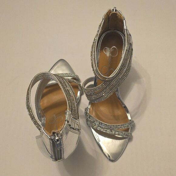 BRAND NEW JESSICA SIMPSON RHINESTONE  ELEGANT STRAPPY HEELS SANDALS R3 - Picture 6 of 16